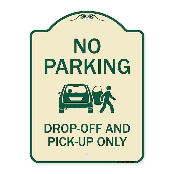 Designer Series-No Parking Drop-off And Pick-up Only With Graphic, 24" x 18", TG-1824-9952